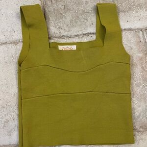 Listicle Olive Green Ribbed Knit Tank Top 💚 Square Neck (Size S)